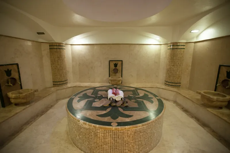 The domed marble hamam and its göbektaşı platform