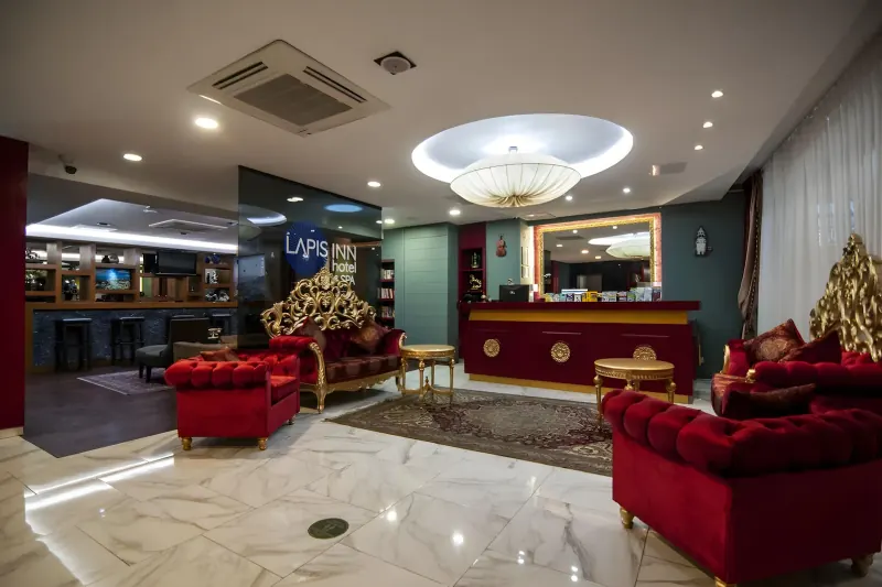 Reception and lounge at Lapis Inn