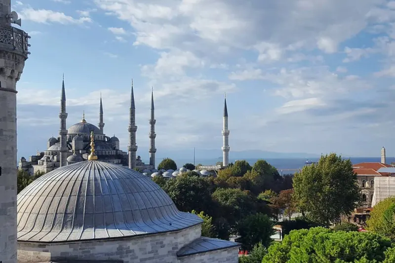 The Blue Mosque and the Sea of Marmara from the terrace