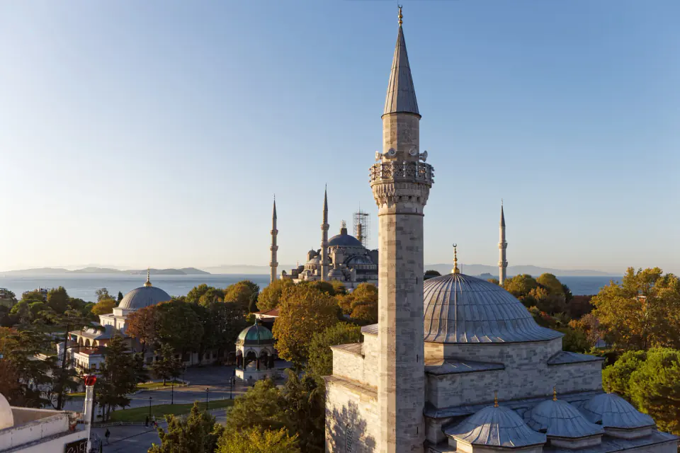 The Old City of Istanbul at golden hour from above